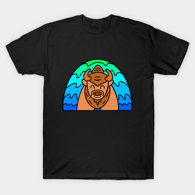 Funny Wood Bison T-Shirt by Andrew Hau